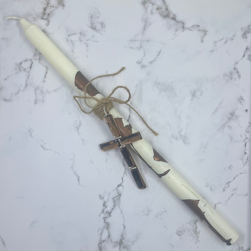 Lambatha/Palm Sunday Candle with copper diamante cross